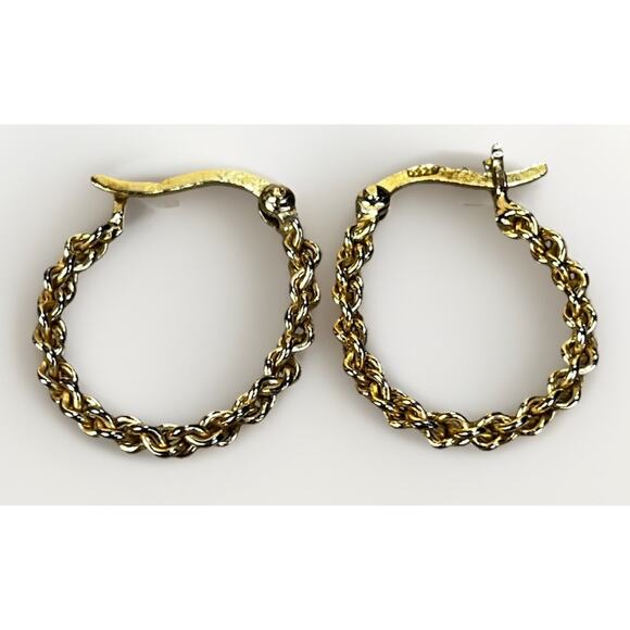 Estate Vermeil 14K Gold Over 925 Sterling Silver Wide Oval Link Hoop Earrings 1” - Picture 1 of 11